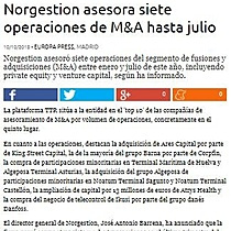 Norgestion asesora siete operaciones de M&A hasta julio